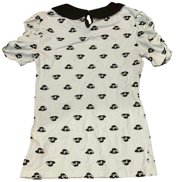 Y2K Forever 21 Mint Green Cartoon Print Peter Pan Collar Top Size Small - Picture 4 of 6